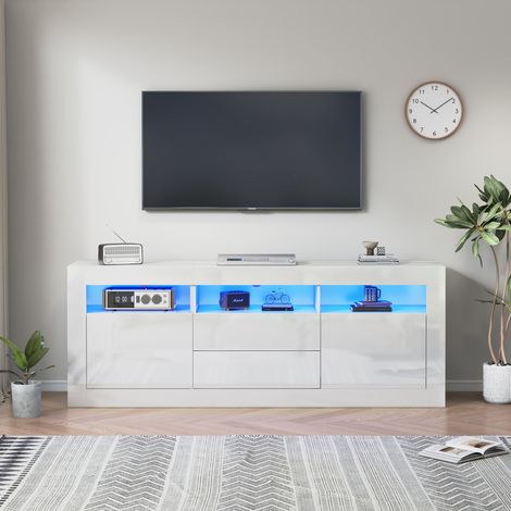 Mobile TV bianco 160 x 35 x 60 cm in pannelli di legno, FloraGrace (1/5)