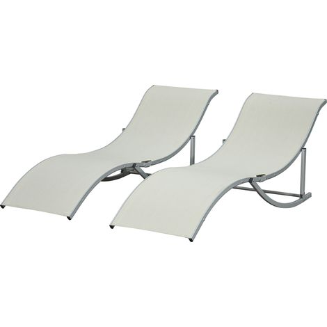 klappbare Gartenliegen, Aluminium und Textilene, 61 x 165 x 63 cm
