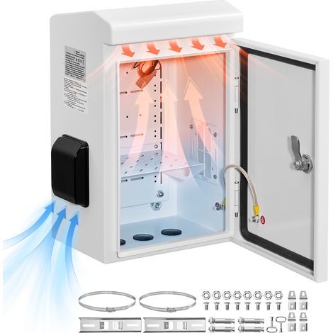 VEVOR Scatola di Derivazione da Parete, Scatola Elettrica Passacavi da Parete per Esterno in Acciaio Laminato a Freddo Design Ventilato, Impermeabile IP65, Montaggio da Muro 400 x 300 x 200 mm (1/5)