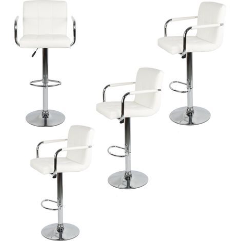 Hofuton 4 X Tabouret de Bar Fauteuil de Bar en PU Réglable de la Hauteur Gris (1/5)
