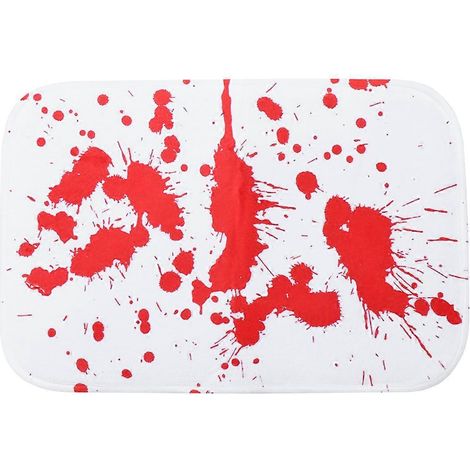 Tapis de sol d'Halloween avec bordure en tissu, motif taches de sang, antidérapant, tapis de bain d'Halloween (1/5)