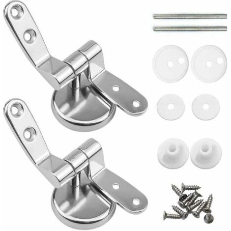 Attaches Charnière Abattant WC, Lot de 2 Charnières de Rechange pour Lunette de Toilette avec Fixations en Alliage de Zinc (1/5)