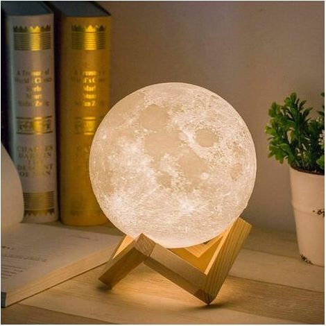 Moon Night Light USB Rechargeable Touch Warm Night Light, Adults and Children, Birthday Gift, Warm and Cool White Light (12cm) (1/5)
