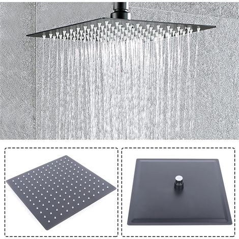 Senderpick – Pommeau de douche carré 30 x 30 cm – Cuivre noir – Pulvérisation pluie haute pression – Évacuation silicone anti-obstruction (1/5)