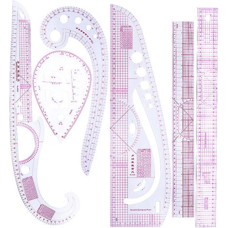 6-teiliges Set französischer metrischer Lineale für Bekleidung, Mode, Kurven, Gradierungslineale, Nähzubehör