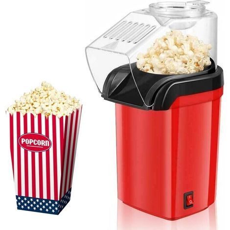MACCHINA PER POPCORN ELETTRICA 1200W ROSSA AD ARIA CALDA SENZA GRASSI (1/5)