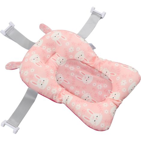 Tapis de bain pour bébé antidérapant, doux, à séchage rapide et léger, pour bébé assis ou allongé, rose (1/5)