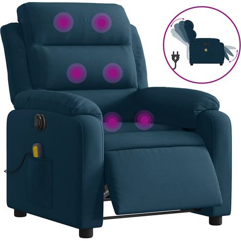 Maison Exclusive - Massagesessel Elektrisch Blau Samt (1/5)