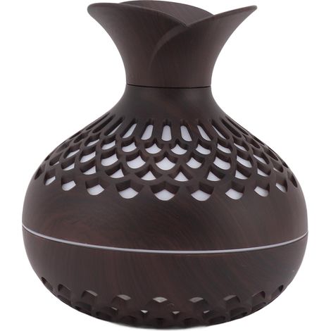 Diffuseur de parfum 2,5 W, 300 ml, alimentation USB, fonctionnement silencieux, forme vase, humidificateur d'arômes pour bureaux et chambres, marron foncé (1/5)