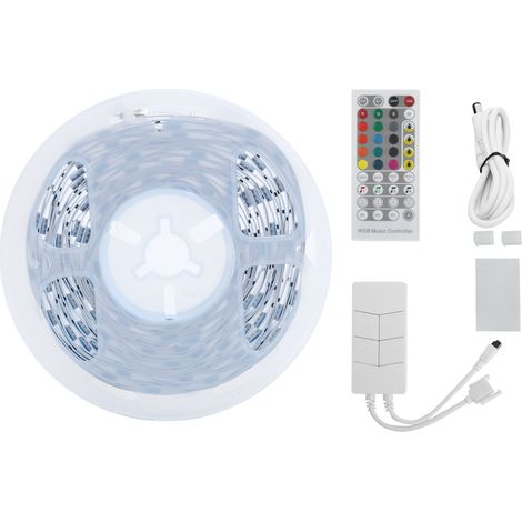 Bande LED 5050 de 5 m avec télécommande, application, éclairage musical RGBW et commande vocale pour bars, karaokés et restaurants (1/5)