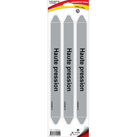 Planche de 3 marqueurs de tuyauterie 355 x 37 mm pour Ø 50 à 70 mm - Haute pression - 4709529
