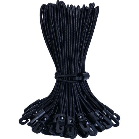 Lot de 25 tendeurs en caoutchouc avec crochets, 30 cm, avec crochets, multifonctions, pour bâches, affiches, tentes, bannières, pavillons (1/5)