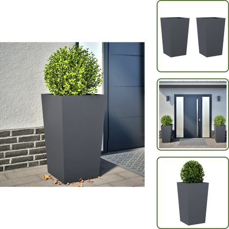 Pflanzkübel 2 Stk. Anthrazit 45x45x75 cm Stahl - Pflanzkübel - Blumenkübel - Pflanzgefäß - Blumenkasten (1/5)