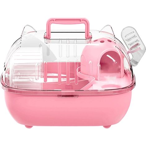 1 Cage de transport,PP transparent,bouteille d'eau incluse,sans angles morts,pour hamster lapin rongeur lézard