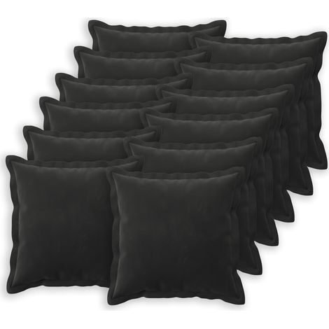 Kissenbezug 12 pcs HOUTEN Schwarz 40 x 40 cm Samt vidaXL