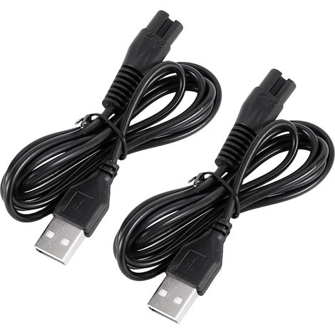 2pcs Cordon d'alimentation,Connecteur en 8,Câble USB,60cm,Pour rasoir et tondeuse (1/5)