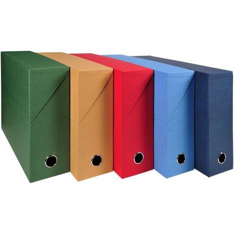 Boîte de classement carton toilé Exacompta dos 9 cm assorties - Lot de 5 (1/5)