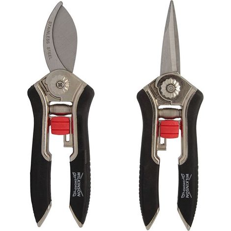 Wilkinson Sword Precision Bypass Pruner Secateurs Snips Twin Pack Gardening Set (1/2)