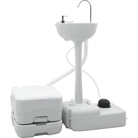 Camping Toiletten-Set 2 pcs Grau und Weiß