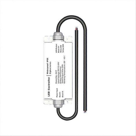 Contrôleur étanche IP68 pour bande LED Tuya Zigbee DC12V/24V, résistant à la pluie, compatible Zigbee et télécommande vocale Tuya CCT (1/5)