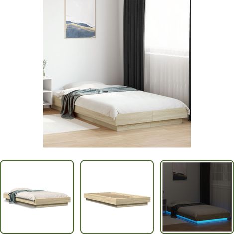 LED-Leuchten - Bettgestell mit LED Sonoma-Eiche 100x200 cm Holzwerkstoff (1/5)