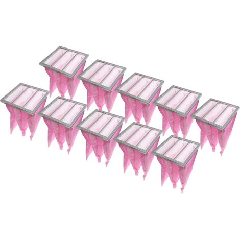 vhbw 10x Taschenfilter für diverse Klima- und Lüftungsanlagen - Filter F7, 28,7 x 28,7 x 36 cm Rosa
