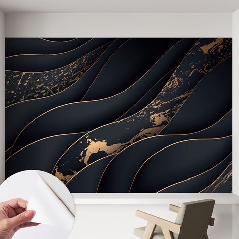 Papier peint autocollant adhésif décoratif avec motifs pour salon et chambre a motif Vagues élégantes 152x104 cm (1/5)