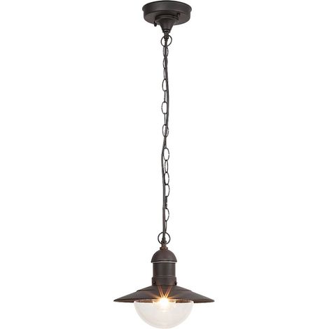 Pendentif lumière extérieure Oslo métal plastique noir Ø24cm H: 76cm IP44 (1/4)