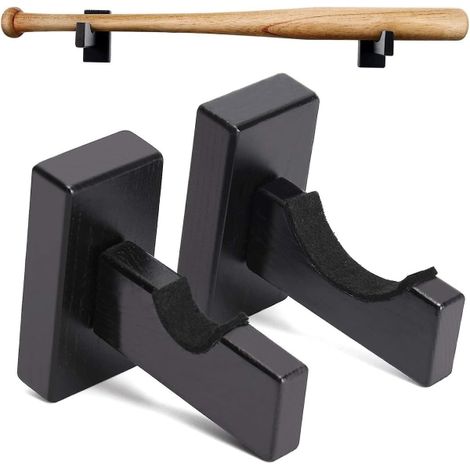 Lot de 2 supports muraux pour battes de baseball, fixation horizontale, rangement mural pour battes. (1/5)