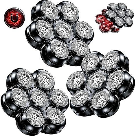 Confezione da 2 testine di ricambio universali per rasoi elettrici da uomo a 7 lame (argento) (nero) (1/5)
