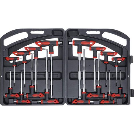 Clés Poignée T 16 pcs - Six Pans Intérieurs Torx - Précision et Confort d Utilisation - Acier - D-Work (1/5)