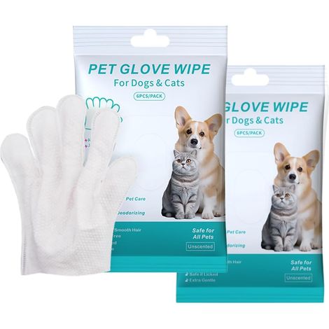 Gants de Nettoyage pour Animaux de Compagnie - Chien et Chat - Gants Lavants (Visage, Oreilles, Yeux, Pattes) pour Soin Quotidien et Voyages - Sans Rinçage (1/5)