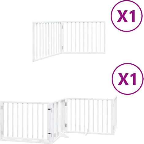 Barrière pour chien porte pliable 6panneaux blanc bois peuplier (1/5)
