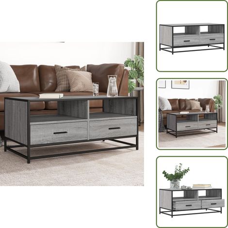 vidaXL Couchtisch Grau Sonoma 100x50x45 cm Holzwerkstoff und Metall (1/5)