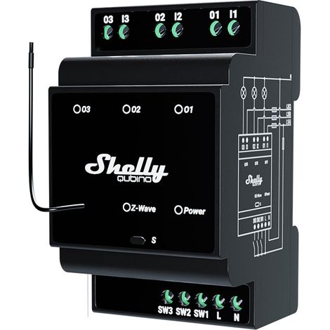 Shelly Wave Pro 3 Relais Rail DIN Schwarz 48A Z-Wave (1/4)