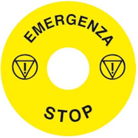 Etichetta adesiva Rotonda "Emergenza Stop" Diametro 60mm