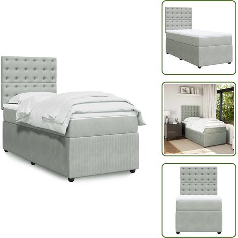 Boxspringbett mit Matratze Hellgrau 90x200 cm Samt - Boxspringbett - Boxspringbetten - Bett - Betten (1/5)