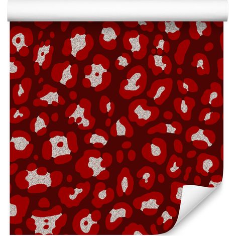 Papier peint rouge à motif peau d'animal orange pour salon et chambre 50x1000 (1/4)