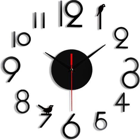 Horloge murale 3D sans cadre, silencieuse, à faire soi-même, avec chiffres et autocollants décoratifs pour la maison et la décoration de chambre. (1/5)