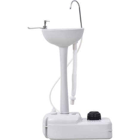Lave-Mains Portable Camping avec Pompe à Pied Réservoir d'Eau 17L et Roulettes Lavabo Mobile Extérieur en Plastique HDPE (1/5)