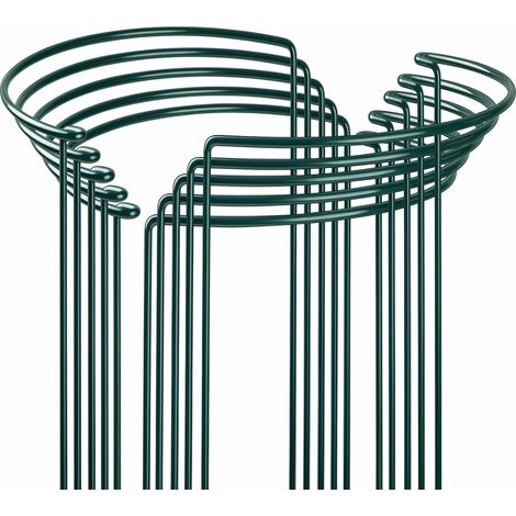 10 Tuteurs Plantes Demi-Rond - Acier Revêtu Vert - Support Stable Tomates Fleurs - Jardin Intérieur Extérieur - 25x40 cm (1/5)