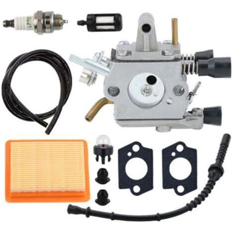 Kit de remplacement de carburateur pour débroussailleuses STIHL FS120 FS200 FS250 FS300 FS350 FR350, comprenant filtre à air, joint, bougie d'allumage et pompe de démarrage. (1/4)