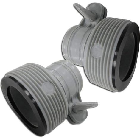 Lot de 2 - Adaptateur Pompe - Connecteur Piscine - Conversion 32 mm vers 38 mm - Pour Filtration Eau - Gris - 3,8x3,2 cm (1/3)