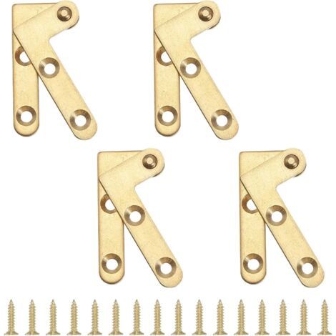 4pcs Door Hinge, 1.9 Inch Swivel Hinges 360 Degree Rotary Invisible Stainless Steel Hinge for Doors Cabinets Toolbox with Screws, Gold (1/5)