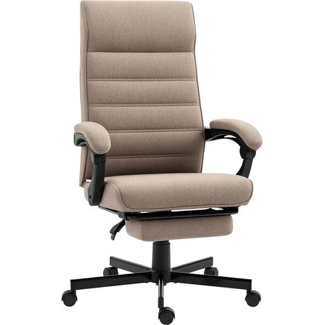 Fauteuil de bureau inclinable à hauteur réglable, accoudoirs et repose-pieds rétractables, 68 x 67 x 106-114 cm, marron (1/5)