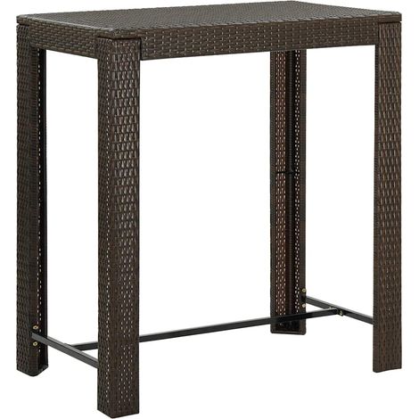 Table haute de jardin Table de bar - Mange-Debout Marron 100x60,5x110,5 cm Résine tressée BV860494 - BonneVie (1/5)