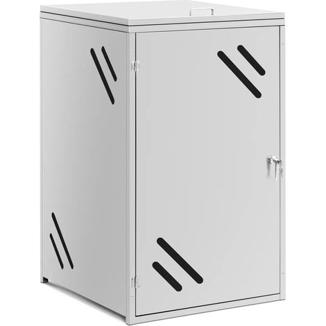 Cache-poubelle habillage abri 240 litres fentes d'aération acier inoxydable 201 argent métallisé (1/5)