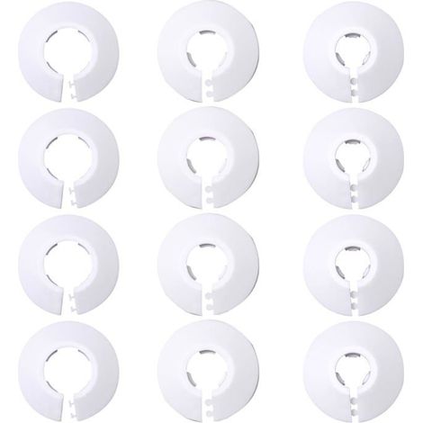 Couvercle de Tuyau de Radiateur Colliers, 12 Pièces Cache Tuyau plomberie, Rosace radiateur, pour Type 12, Type 16, Type 20, Blanc (1/5)