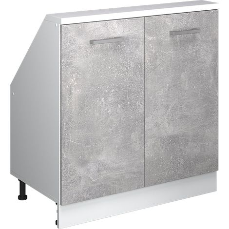 Mobile sottotetto Rion, Cemento/Bianco, con 2 porte, Vicco