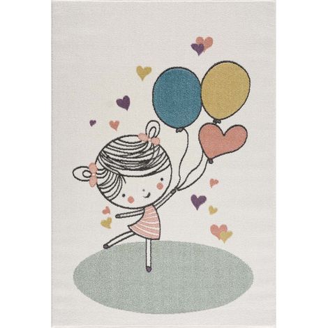 Tapis pour chambre d'enfant Crème Motif Fille 120x160cm